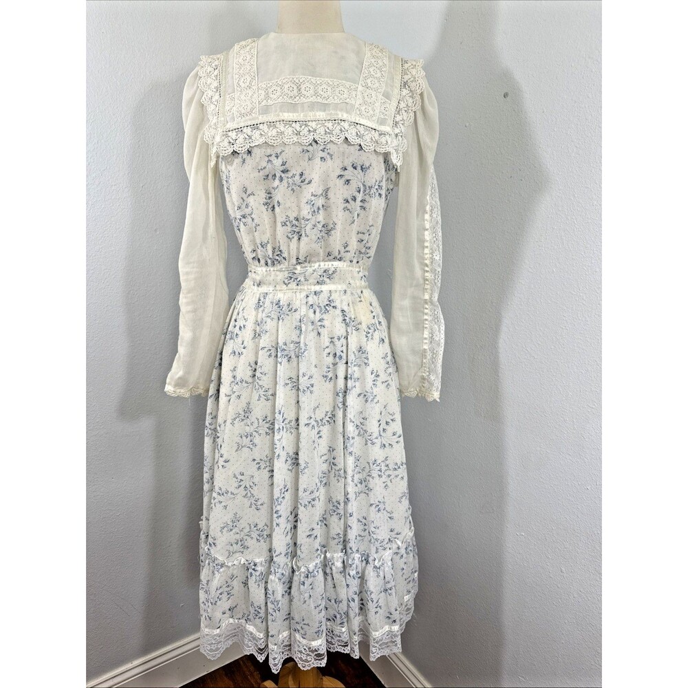 Vtg Gunne Sax Dress Womens 9 Flora Empire Peter Pan Ditsy‎ Cottagecore Prairie